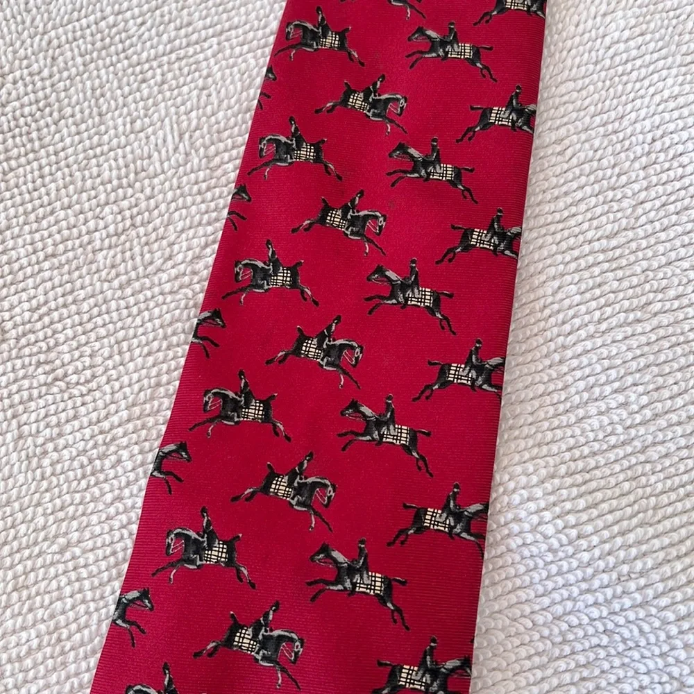 Burberry equestrian jockey silk tie, as is - Picture 2 of 12